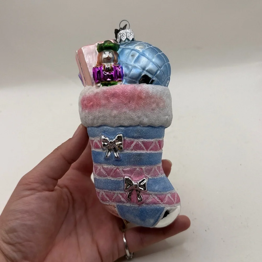 Neiman Marcus 2006 Stocking Glass Christmas Ornament Collectible Decor Presents